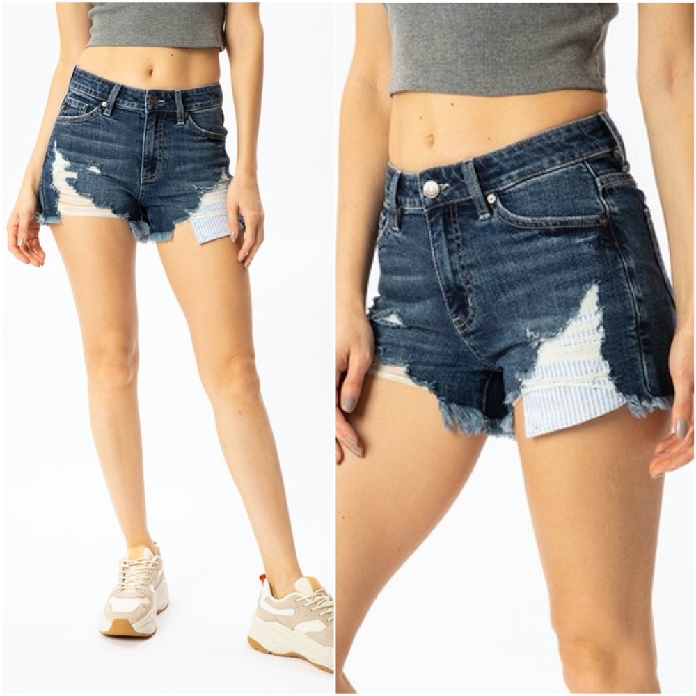 KANCAN Distressed Denim Shorts - DARK wash - Picture 6 of 6